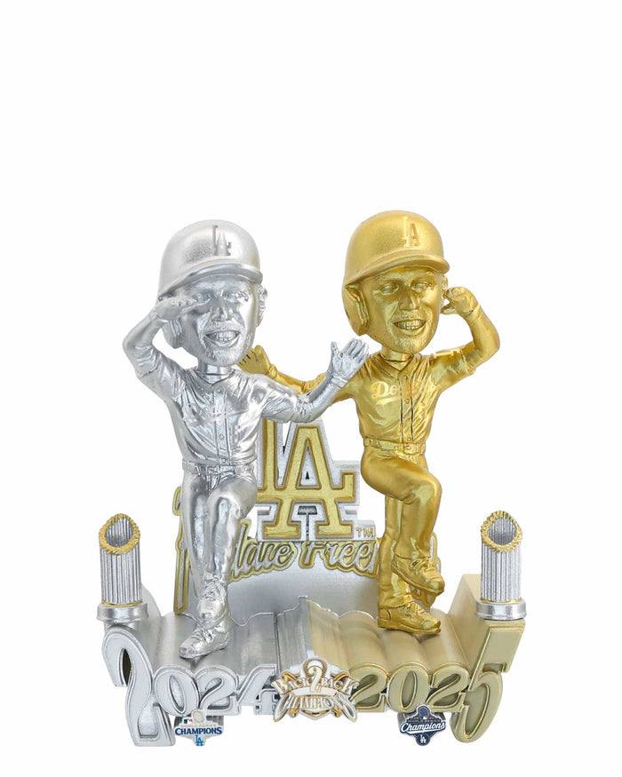 Freddie Freeman Los Angeles Dodgers 2025 Back To Back World Series Champions Then And Now Bobblehead