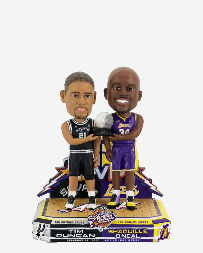 Shaquille O'Neal & Tim Duncan Los Angeles Lakers & San Antonio Spurs 2000 NBA All-Star Co-MVPs Dual Bobblehead FOCO - FOCO.com