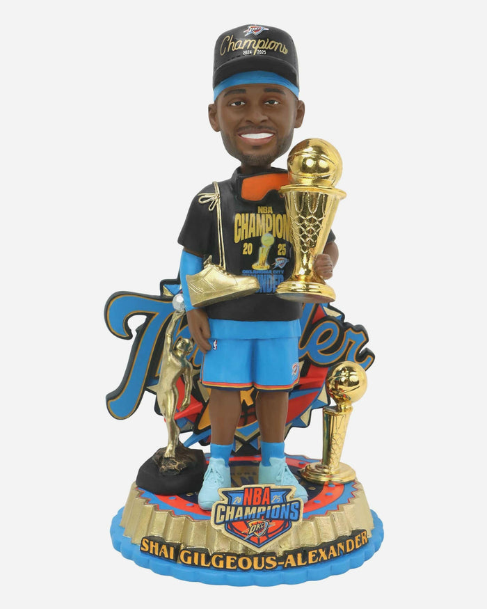 Shai Gilgeous-Alexander Oklahoma City Thunder 2025 NBA Champions Triple Trophy Bobblehead FOCO - FOCO.com