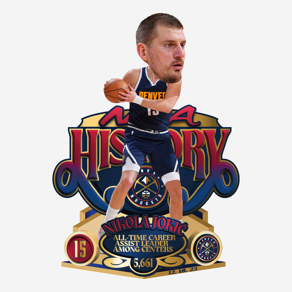 Nikola Jokic Denver Nuggets NBA History All-Time Career Assist Leader Among Centers Bobblehead FOCO - FOCO.com