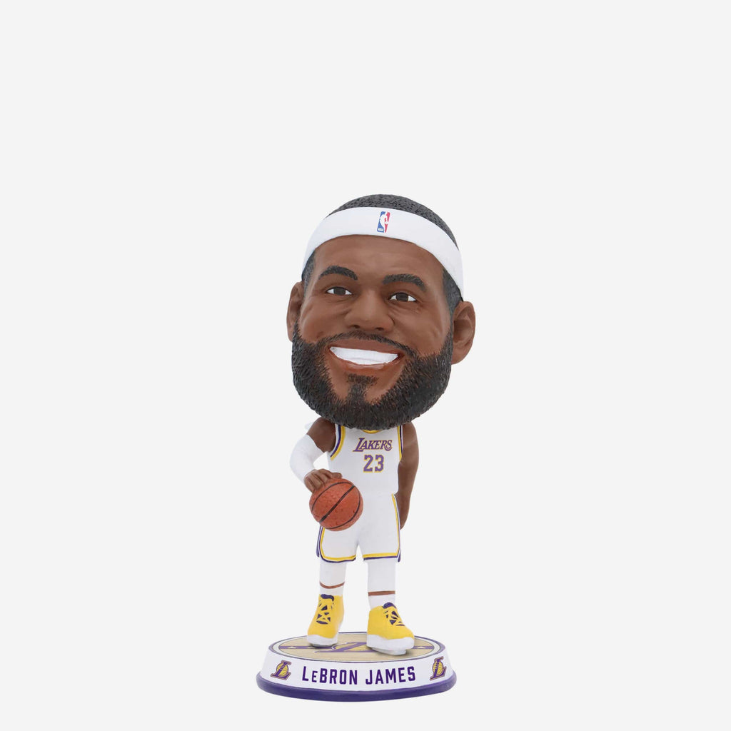 LeBron James Los Angeles Lakers Court Stripe Mini Bighead Bobblehead FOCO - FOCO.com