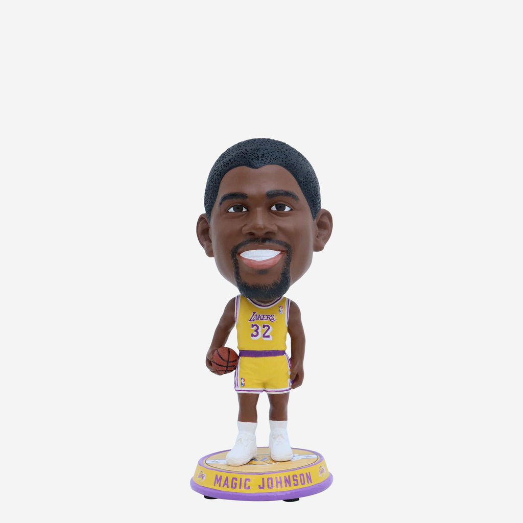 Magic Johnson Los Angeles Lakers Court Stripe Mini Bighead Bobblehead FOCO - FOCO.com