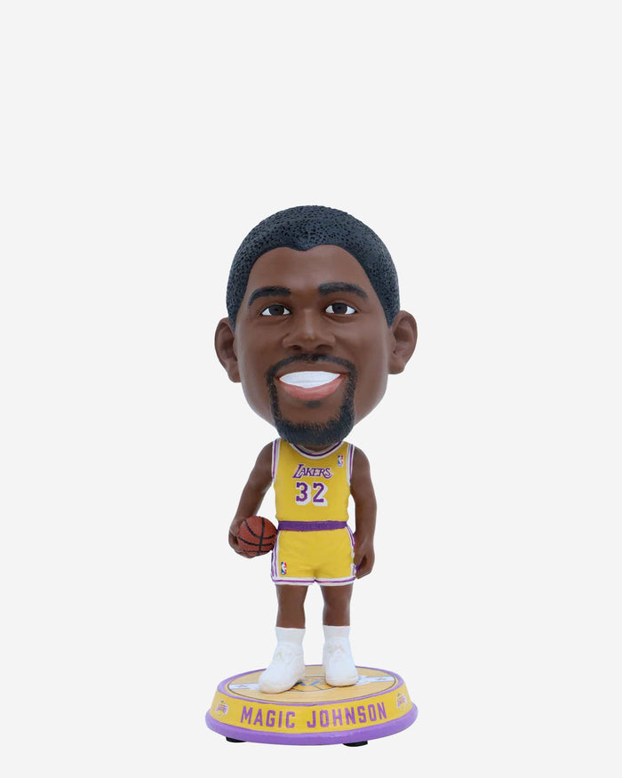 Magic Johnson Los Angeles Lakers Court Stripe Mini Bighead Bobblehead FOCO - FOCO.com