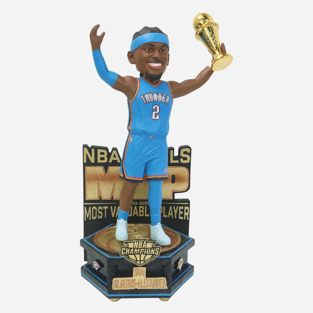 Shai Gilgeous-Alexander Oklahoma City Thunder 2025 NBA Champions MVP Celebration Bobblehead FOCO - FOCO.com