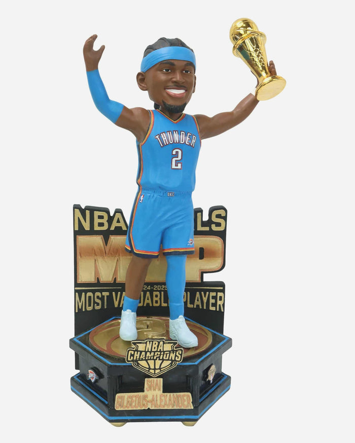Shai Gilgeous-Alexander Oklahoma City Thunder 2025 NBA Champions MVP Celebration Bobblehead FOCO - FOCO.com