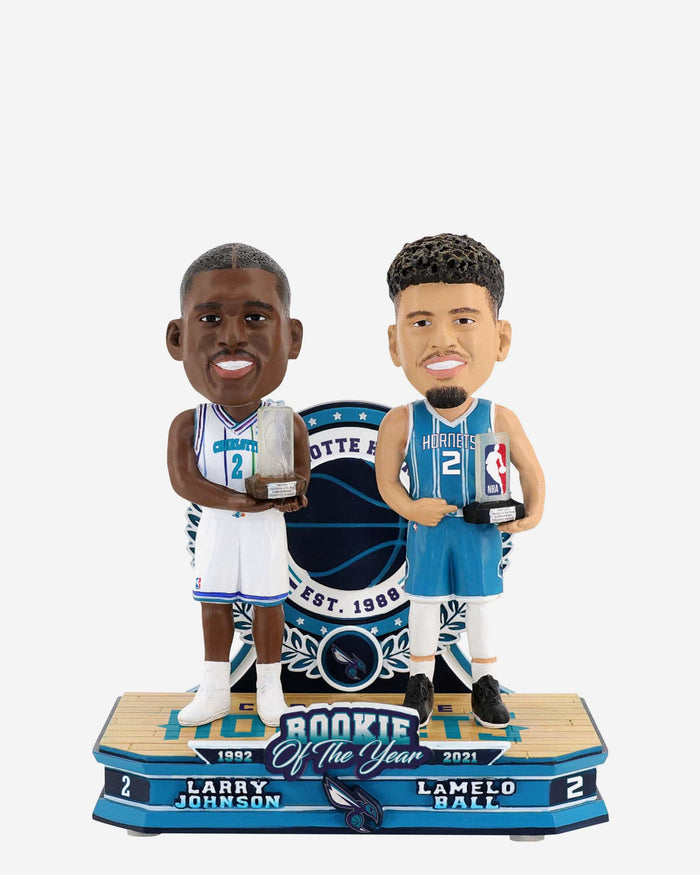 Larry Johnson & LaMelo Ball Charlotte Hornets 1992 & 2021 Rookie of the Year Dual Bobblehead FOCO - FOCO.com