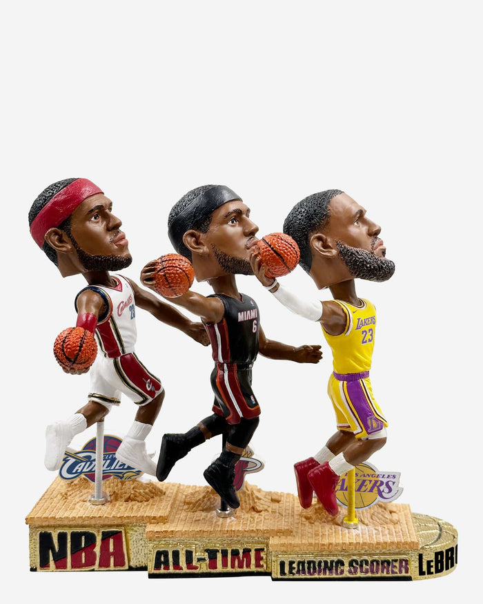 LeBron James Los Angeles Lakers & Cleveland Cavaliers & Miami Heat Scoring Legacy Mini Bobblehead Scene FOCO - FOCO.com