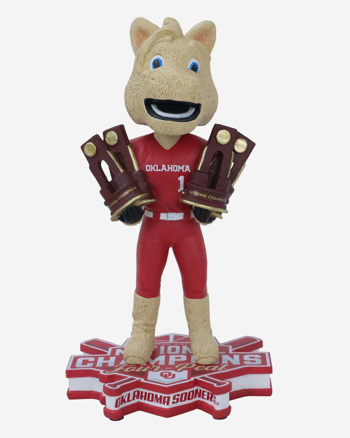 Boomer Oklahoma Sooners Four in a Row National Champions Mascot Bobblehead FOCO - FOCO.com