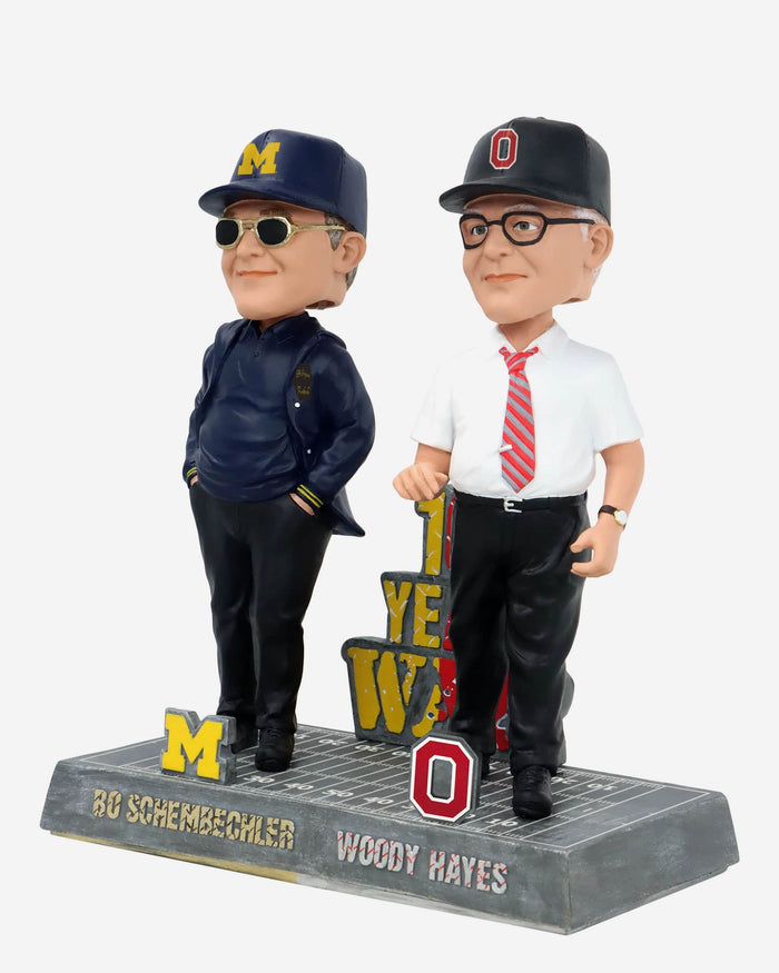 Bo Schembechler & Woody Hayes Michigan Wolverines & Ohio State Buckeyes Dual Bobblehead FOCO - FOCO.com