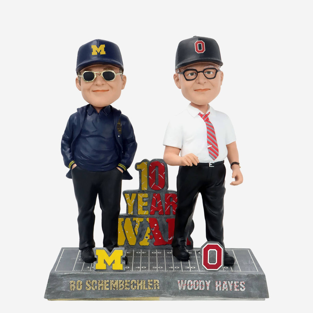 Bo Schembechler & Woody Hayes Michigan Wolverines & Ohio State Buckeyes Dual Bobblehead FOCO - FOCO.com