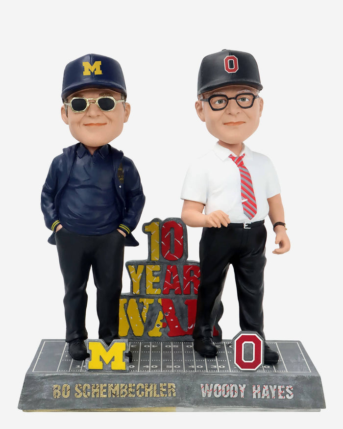 Bo Schembechler & Woody Hayes Michigan Wolverines & Ohio State Buckeyes Dual Bobblehead FOCO - FOCO.com