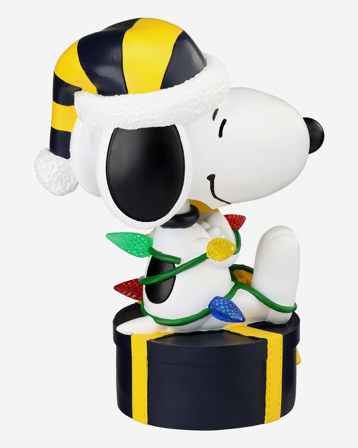 Michigan Wolverines Snoopy & Woodstock Peanuts Christmas Light Up Bobblehead FOCO - FOCO.com