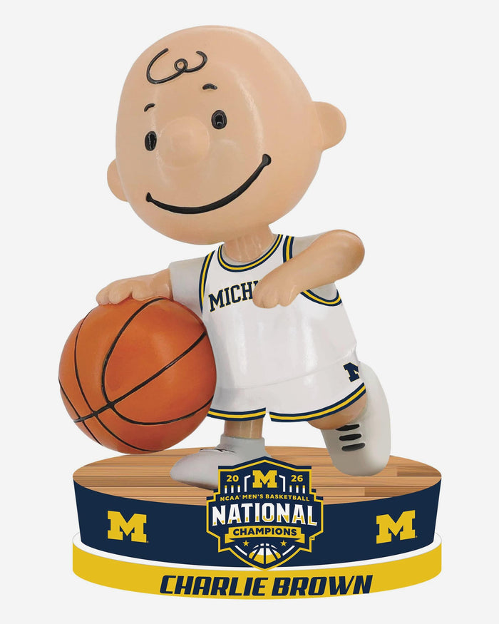 Michigan Wolverines Charlie Brown Peanuts 2026 Men's College Basketball National Champions Mini Bobblehead FOCO - FOCO.com