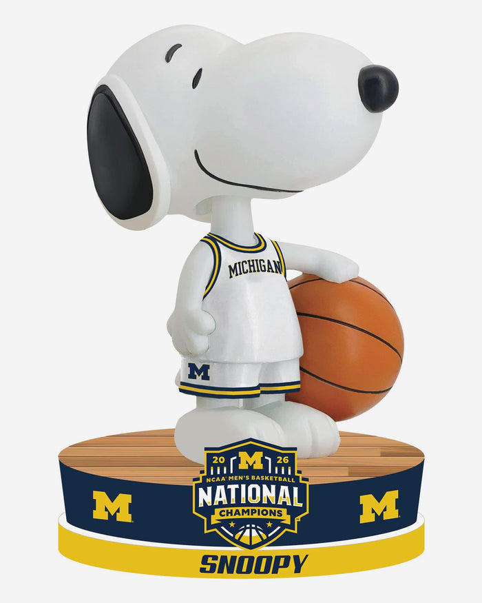 Michigan Wolverines Snoopy Peanuts 2026 Men's College Basketball National Champions Mini Bobblehead FOCO - FOCO.com