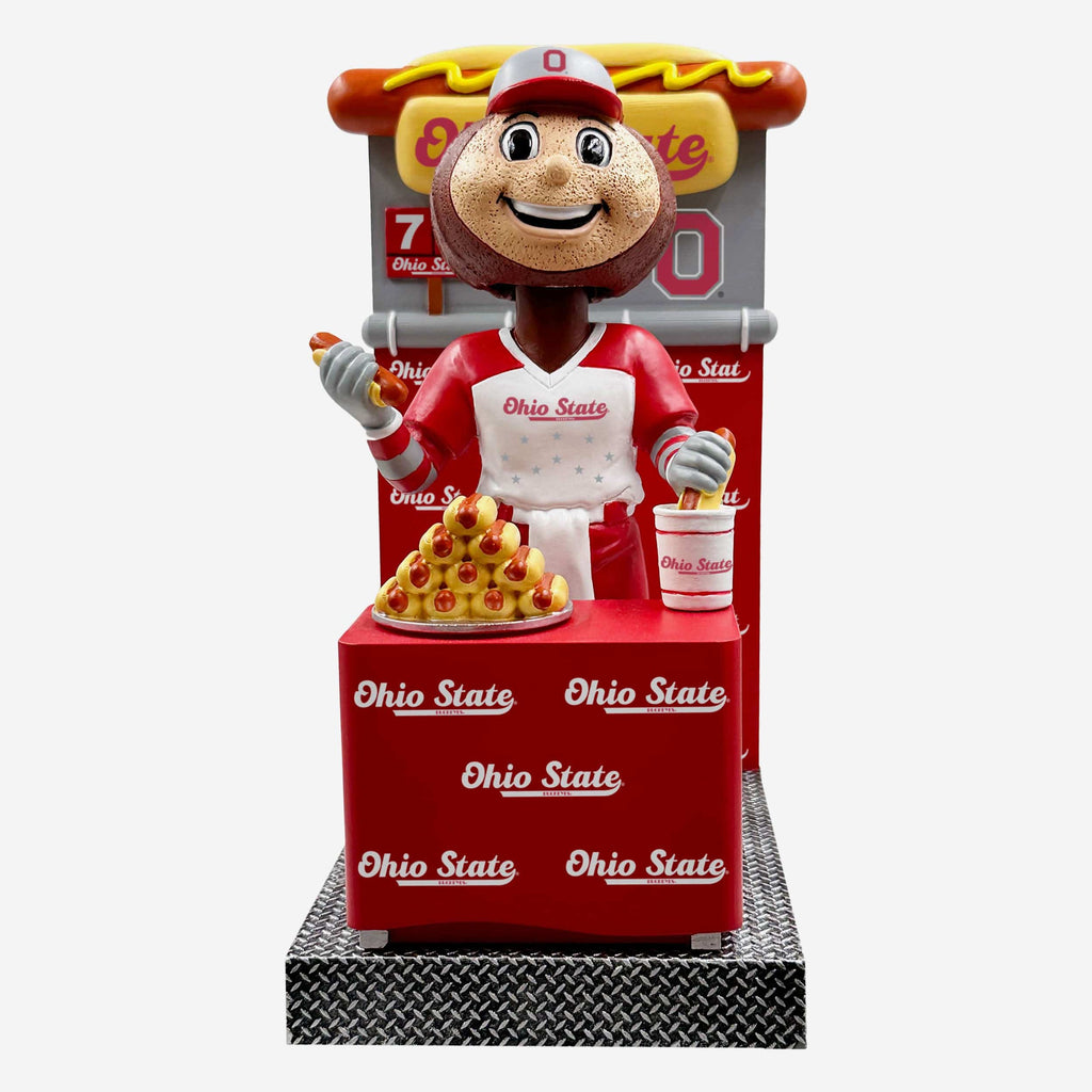 Brutus Buckeye Ohio State Buckeyes Hot Dog Eating Contest Mascot Bobblehead FOCO - FOCO.com