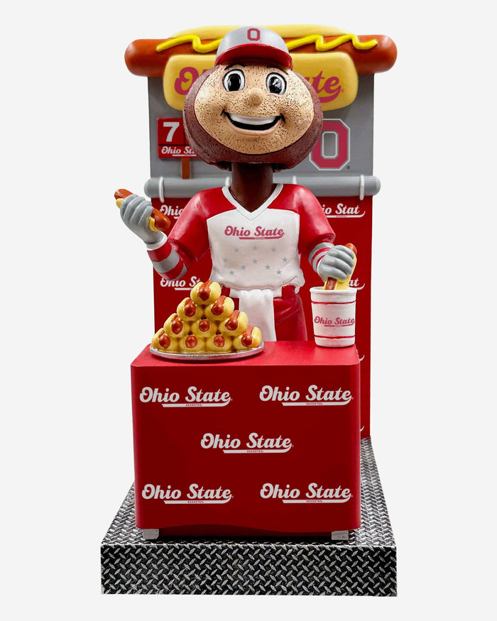 Brutus Buckeye Ohio State Buckeyes Hot Dog Eating Contest Mascot Bobblehead FOCO - FOCO.com