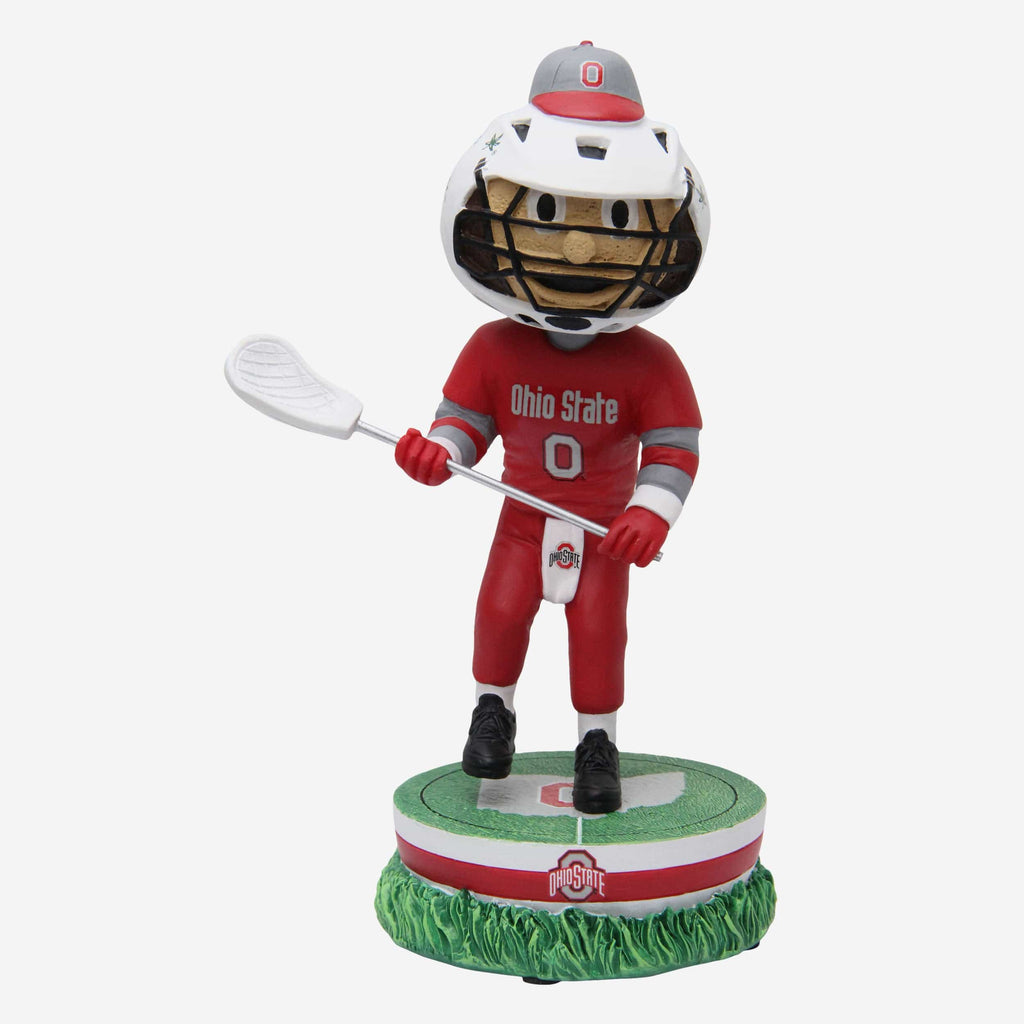 Brutus Buckeye Ohio State Buckeyes Lacrosse Mascot Bobblehead FOCO - FOCO.com