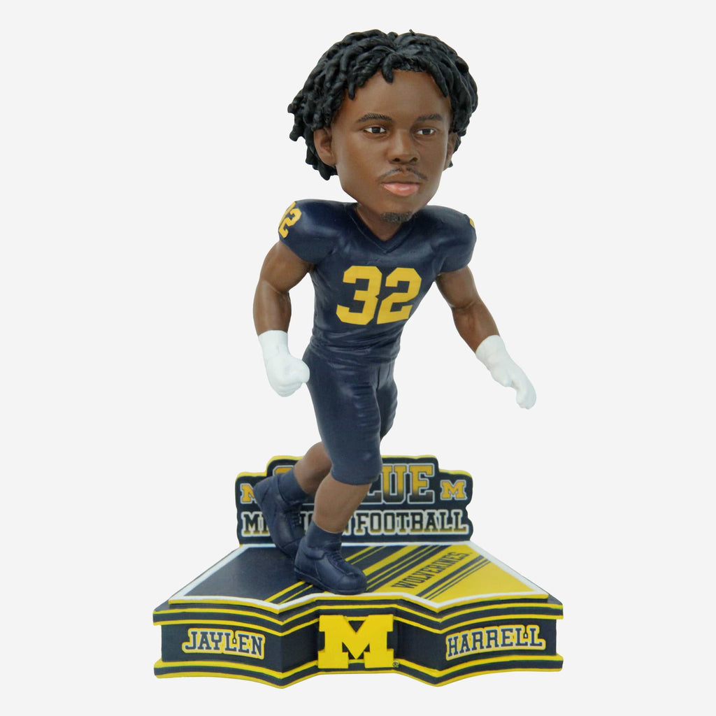 Jaylen Harrell Michigan Wolverines 2023 Football Blue Uniform Student Athlete Bobblehead FOCO - FOCO.com