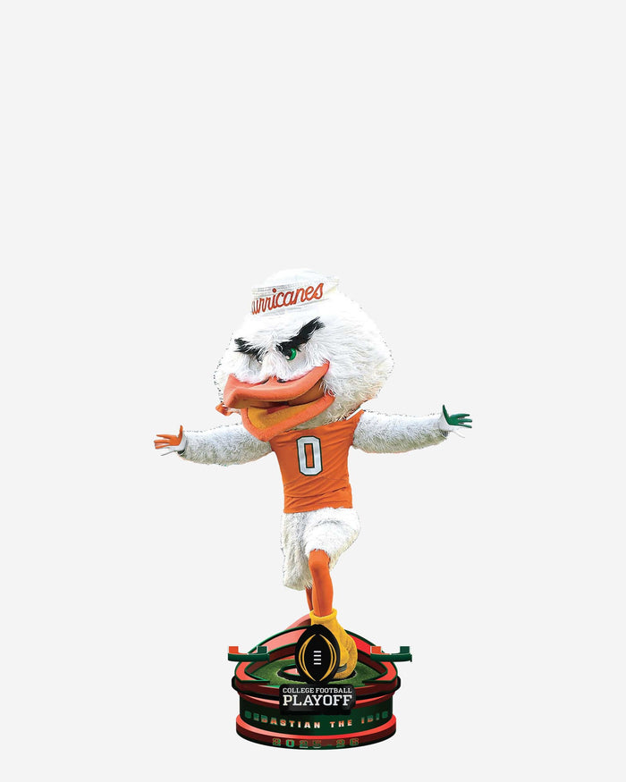 Sebastian the Ibis Miami Hurricanes 2025 College Football Playoff Mascot Mini Bighead Bobblehead FOCO - FOCO.com