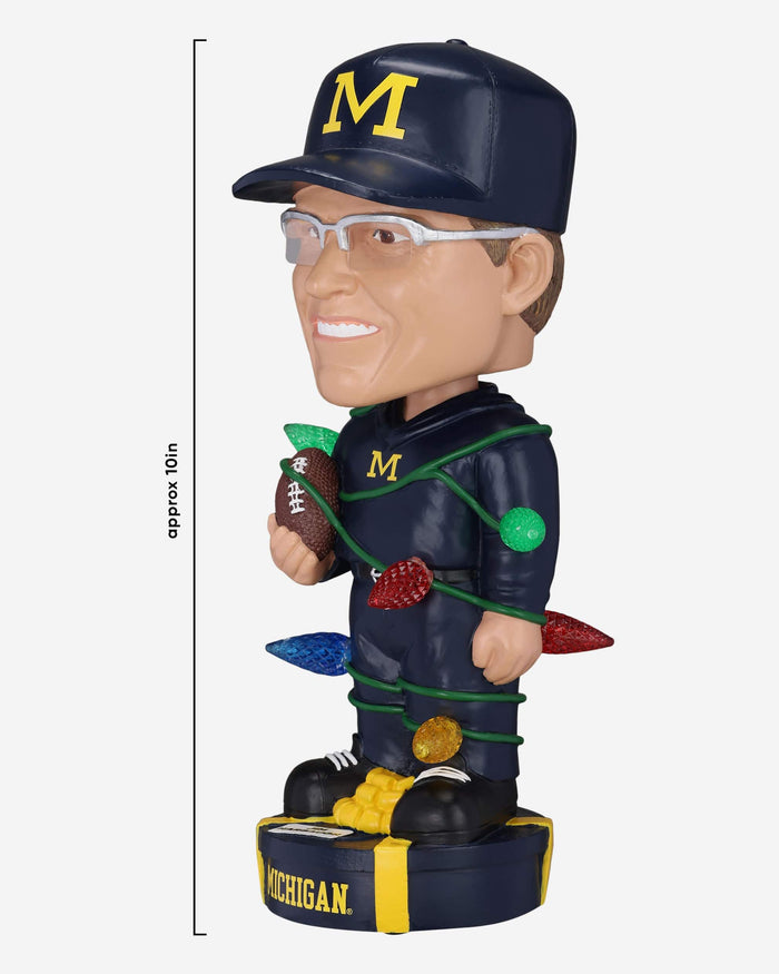 Jim Harbaugh Michigan Wolverines Holiday Lights Bobblehead FOCO - FOCO.com