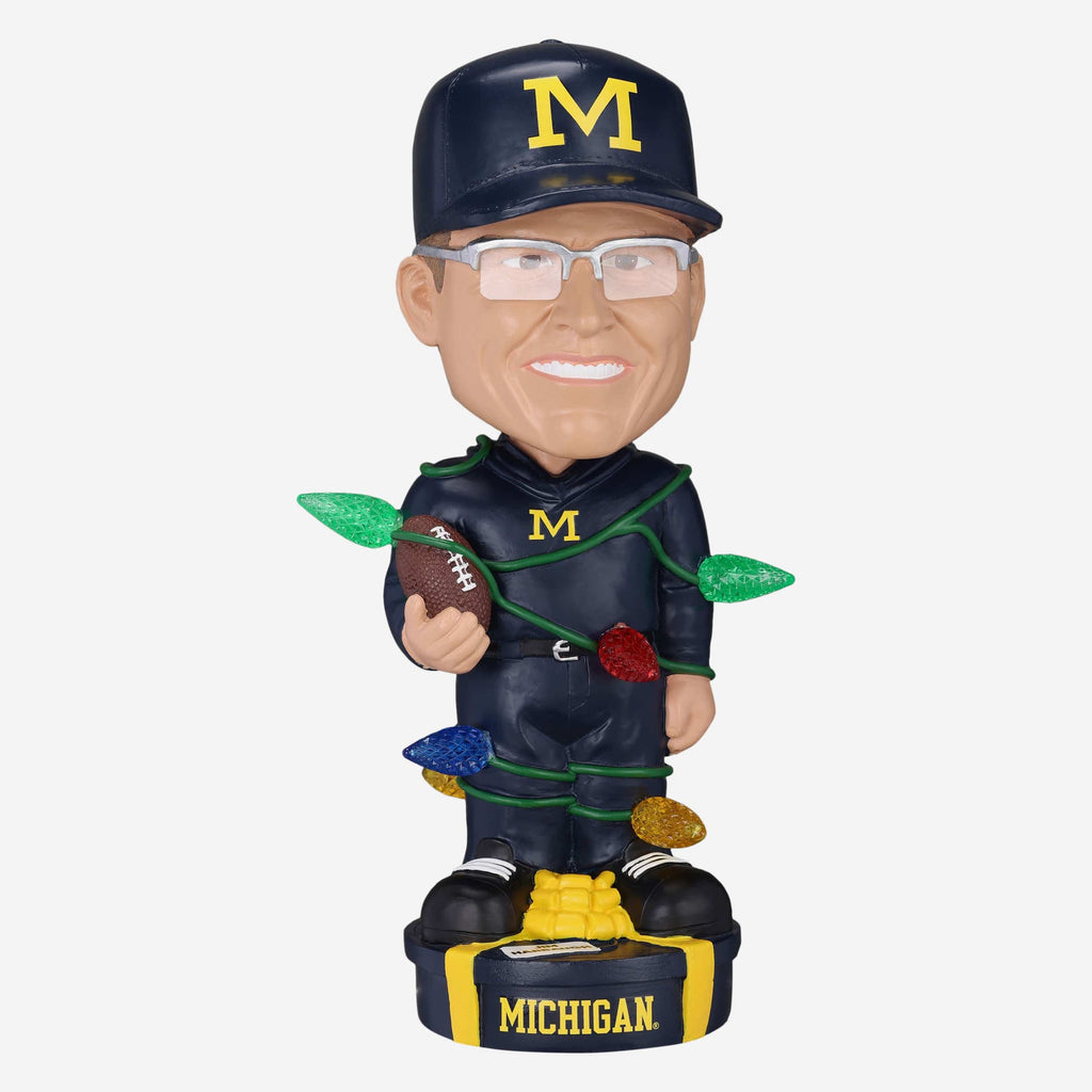 Jim Harbaugh Michigan Wolverines Holiday Lights Bobblehead FOCO - FOCO.com