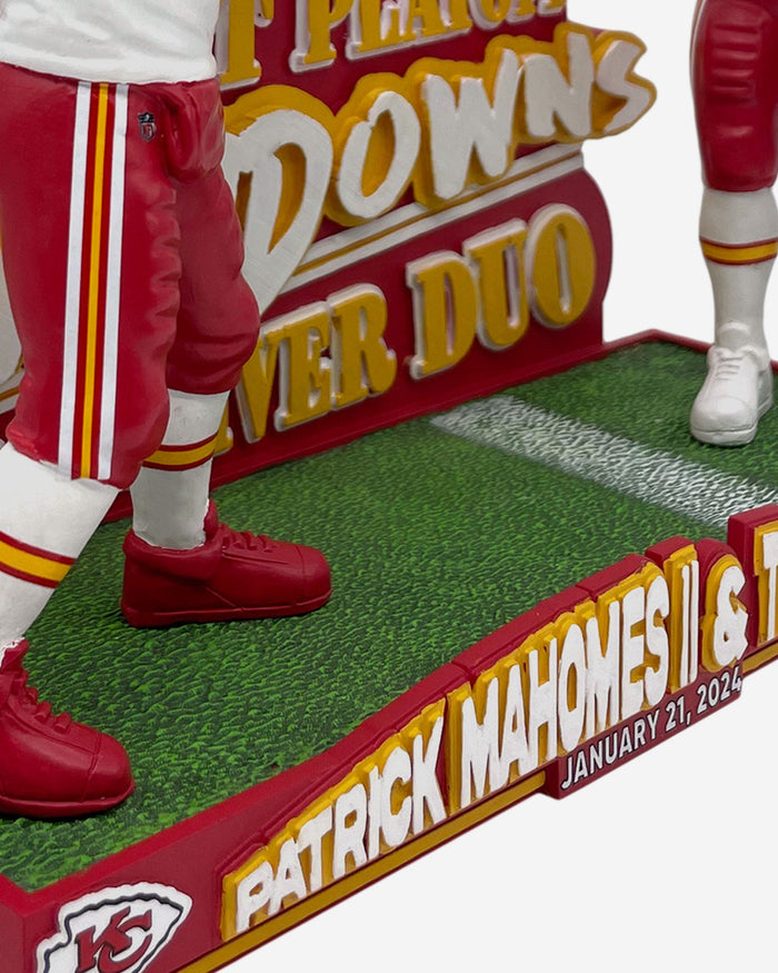 Patrick Mahomes & Travis Kelce Kansas City Chiefs Postseason Duo Touchdown Record Bobblehead FOCO - FOCO.com