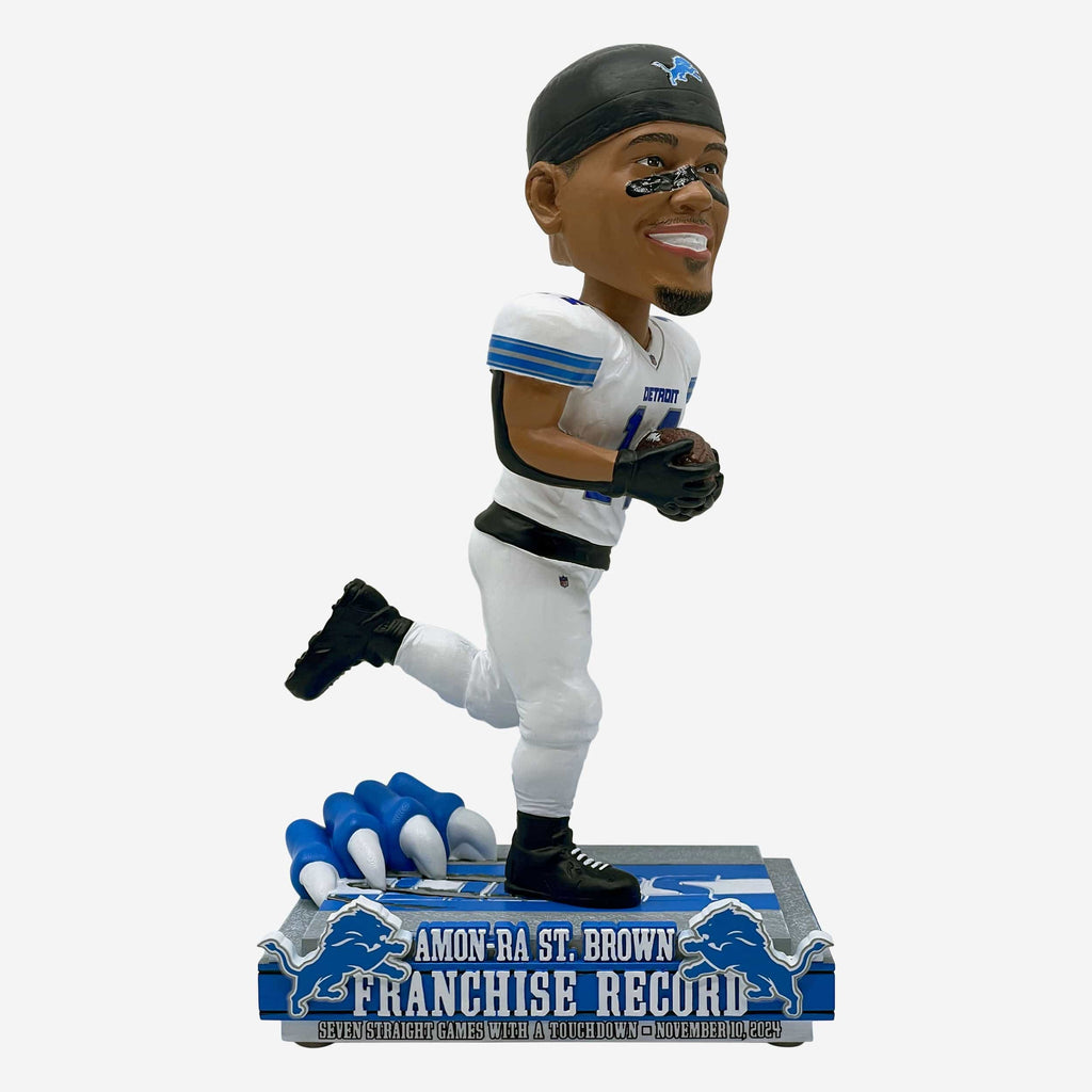 Amon-Ra St Brown Detroit Lions Consecutive Franchise Touchdown Games Record Bobblehead FOCO - FOCO.com