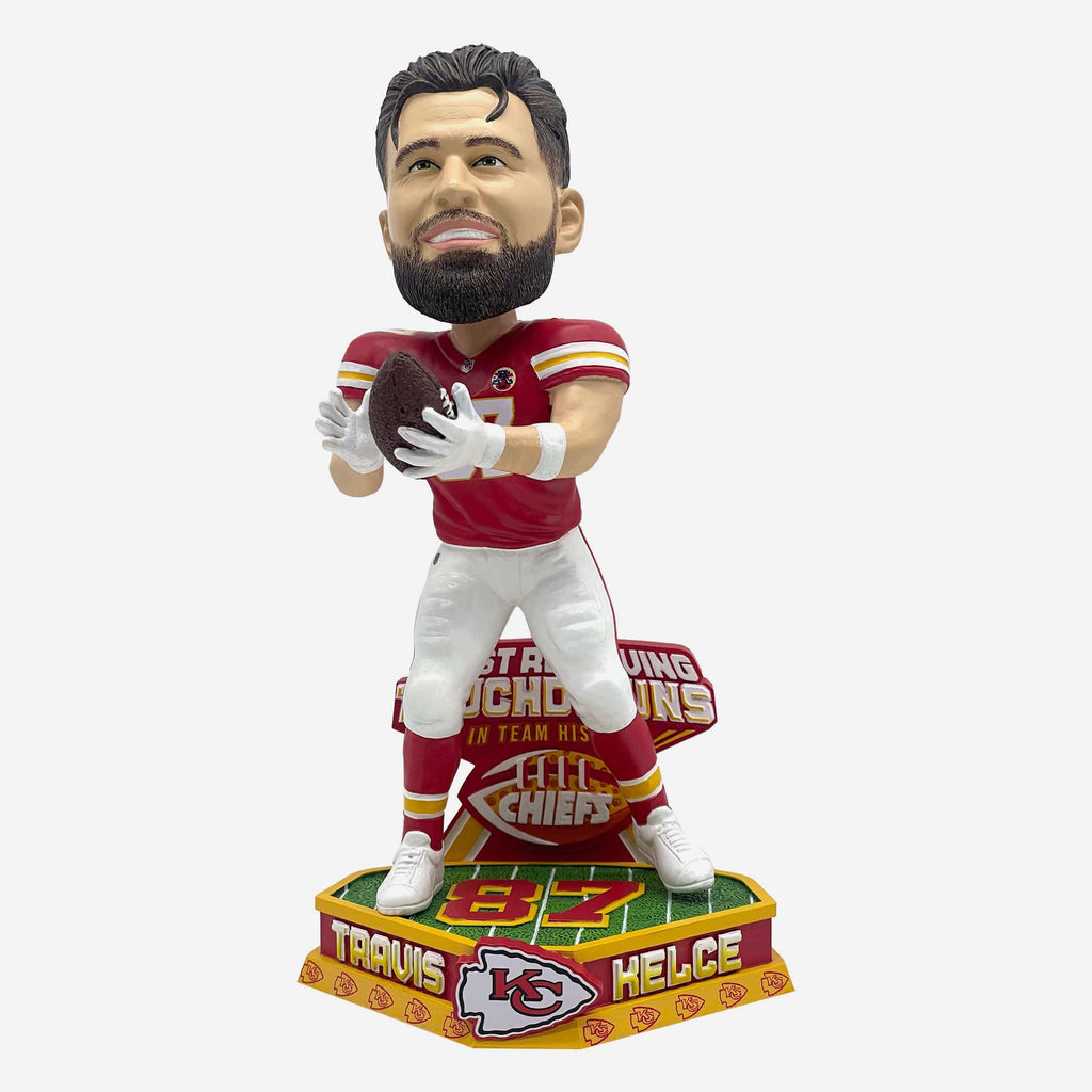 Travis Kelce Kansas City Chiefs Career Franchise Touchdown Catch Record Bobblehead FOCO - FOCO.com
