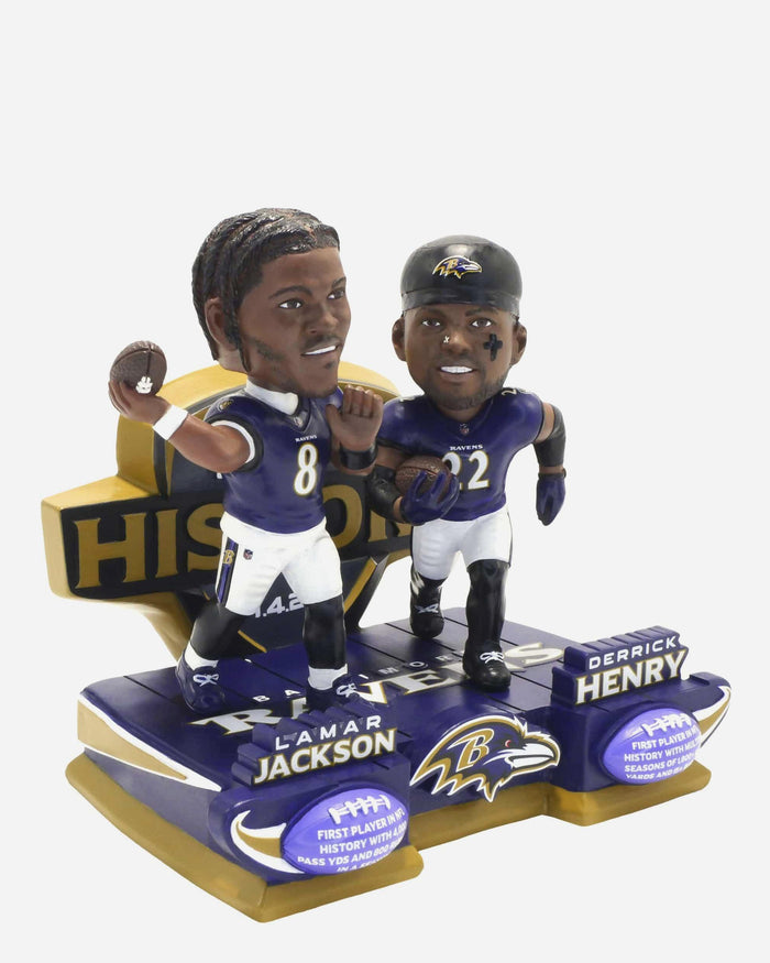 Derrick Henry & Lamar Jackson Baltimore Ravens History Makers Dual Bobblehead FOCO - FOCO.com