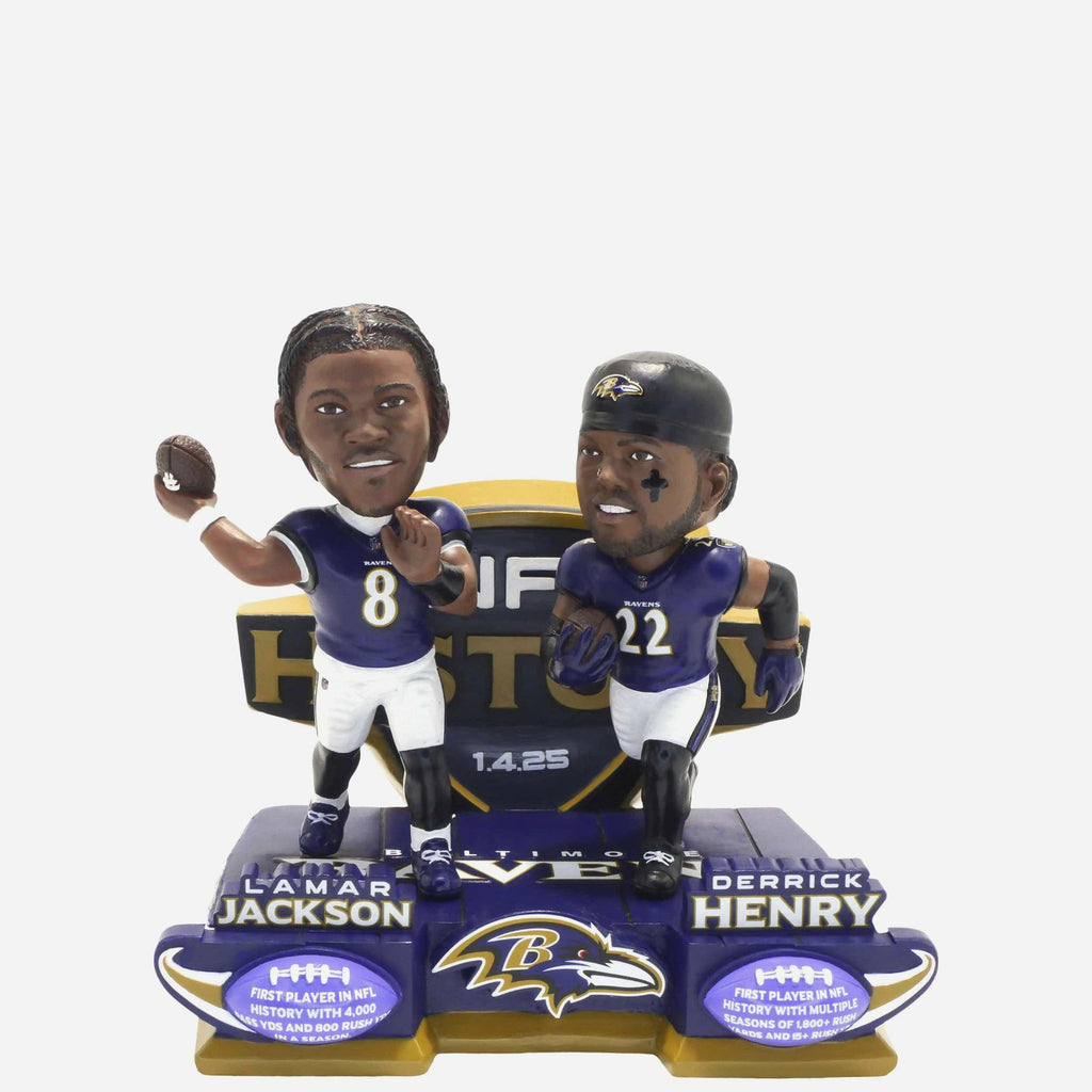 Derrick Henry & Lamar Jackson Baltimore Ravens History Makers Dual Bobblehead FOCO - FOCO.com