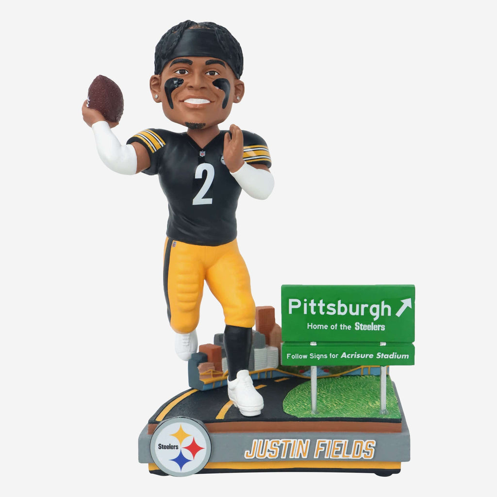 Justin Fields Pittsburgh Steelers Next Stop Bobblehead FOCO - FOCO.com