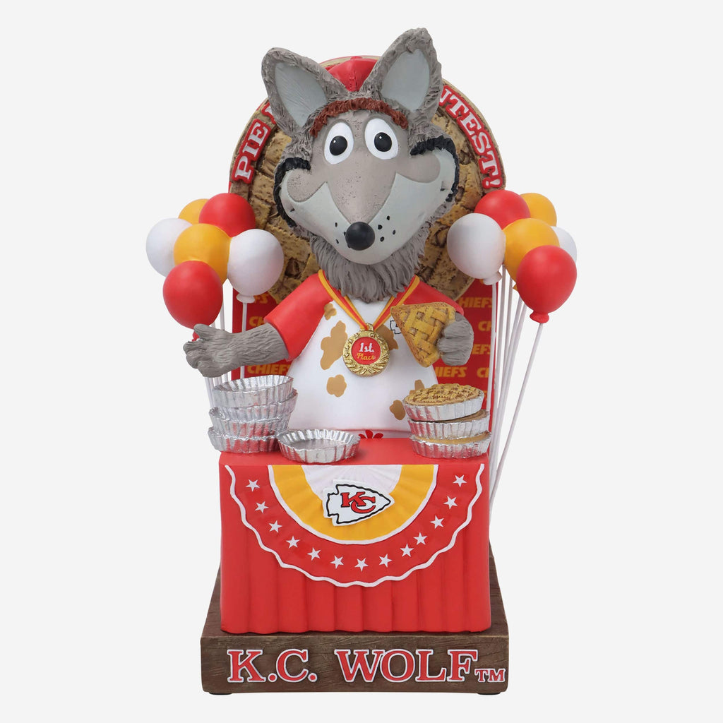 KC Wolf Kansas City Chiefs Pie Eating Contest Mascot Bobblehead FOCO - FOCO.com