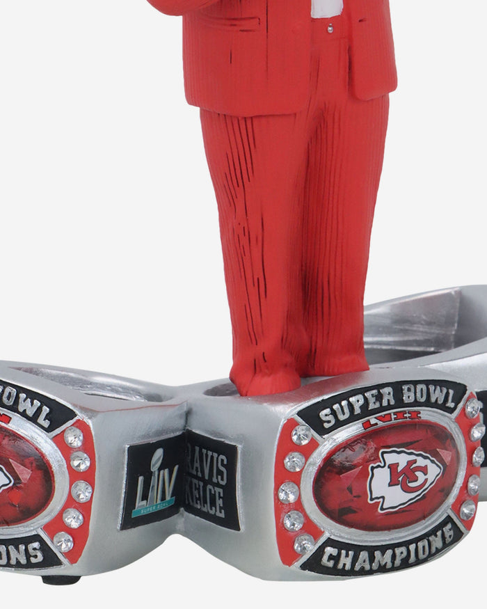 Travis Kelce Kansas City Chiefs Ring Ceremony Triple Ring Base Bobblehead FOCO - FOCO.com
