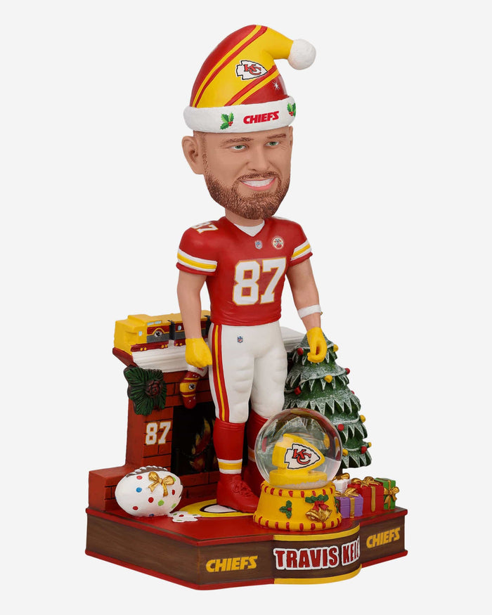 Travis Kelce Kansas City Chiefs Holiday Snowglobe Bobblehead FOCO - FOCO.com