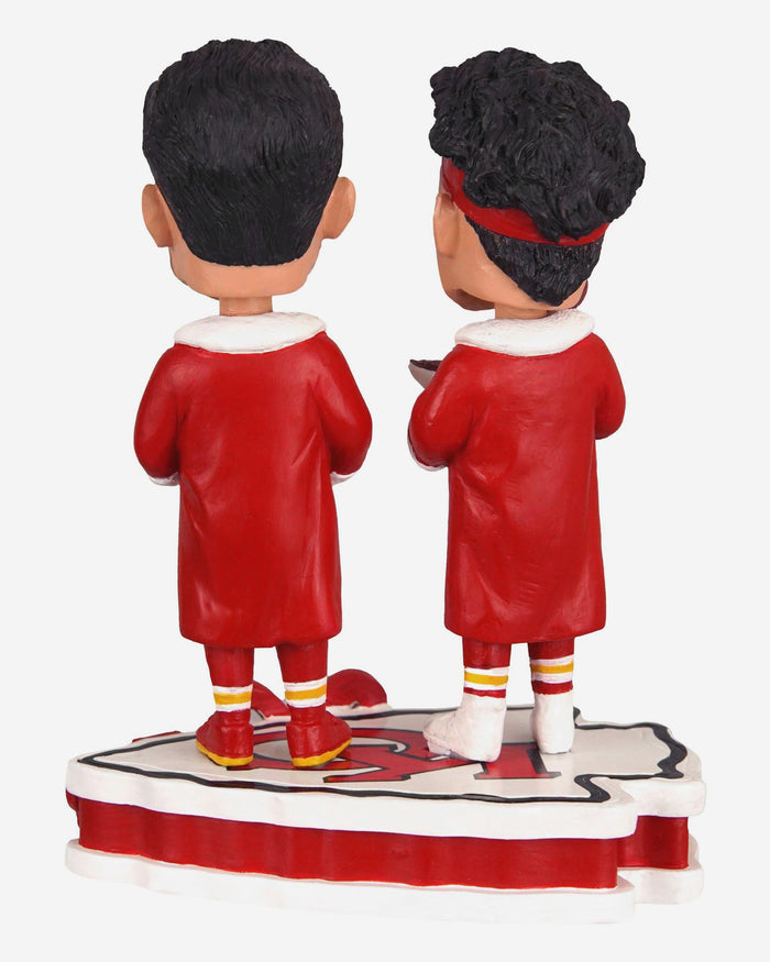 Patrick Mahomes & Travis Kelce Kansas City Chiefs Holiday Robes Dual Bobblehead FOCO - FOCO.com