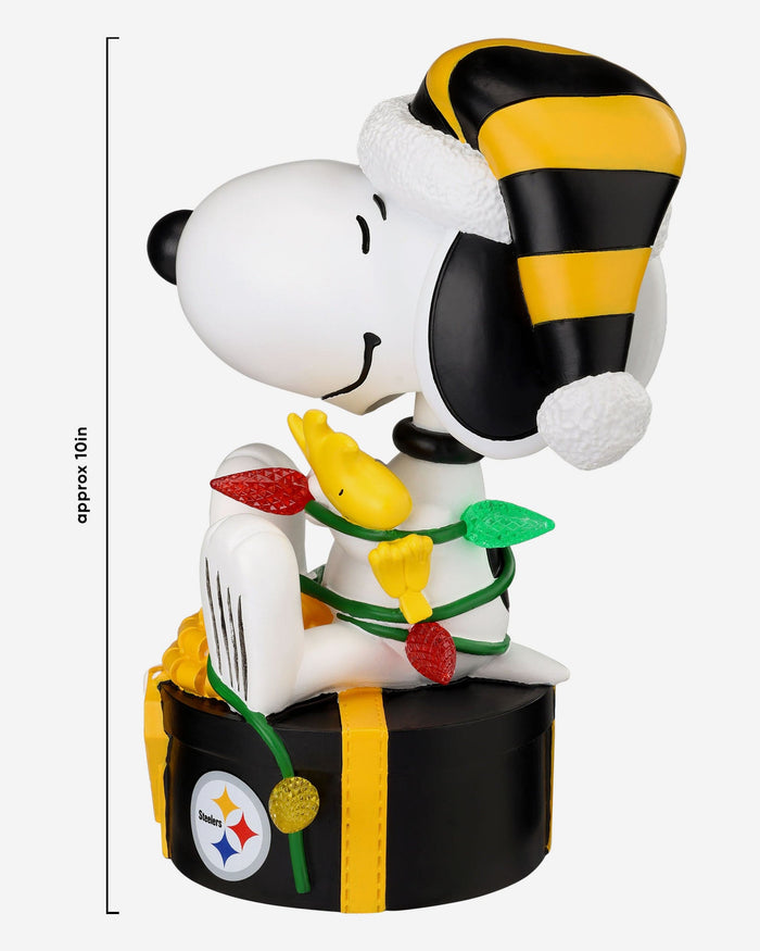 Pittsburgh Steelers Snoopy & Woodstock Peanuts Christmas Light Up Bobblehead FOCO - FOCO.com