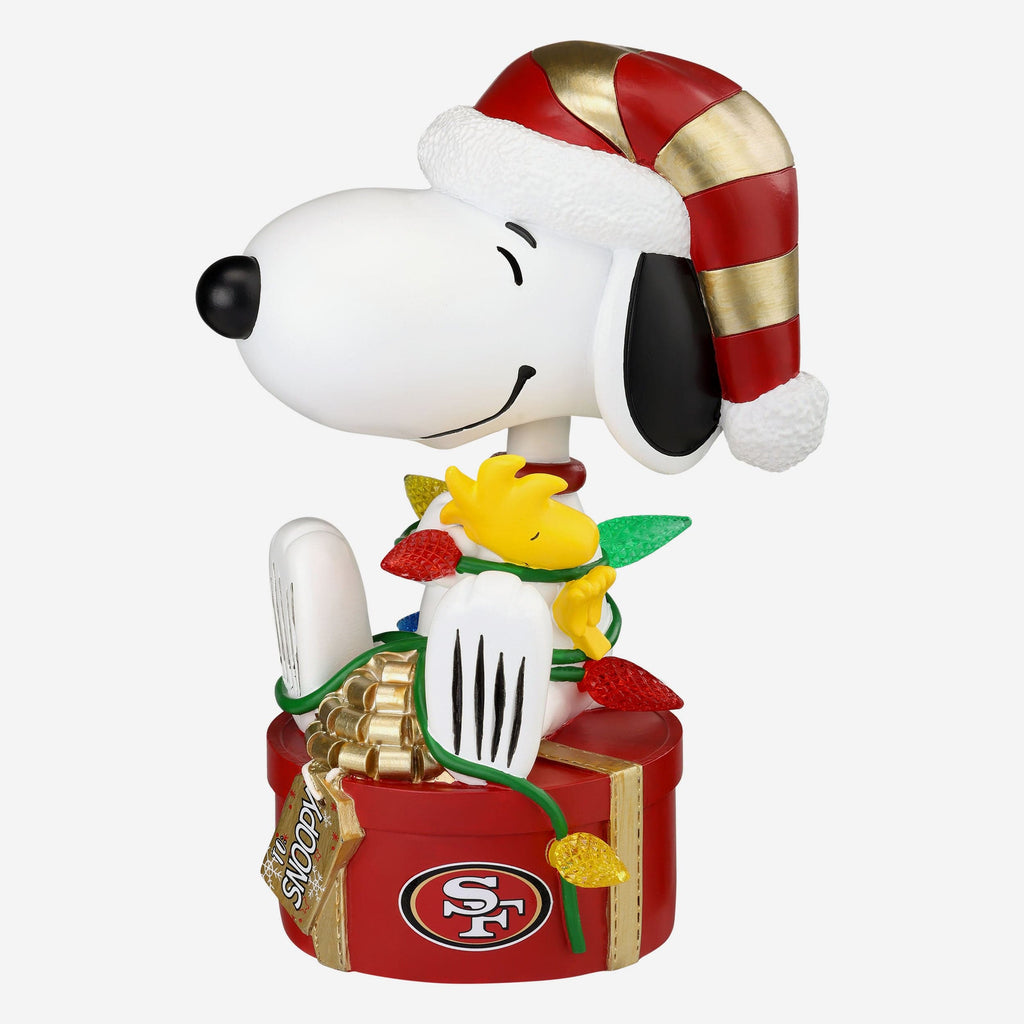 San Francisco 49ers Snoopy & Woodstock Peanuts Christmas Light Up Bobblehead FOCO - FOCO.com