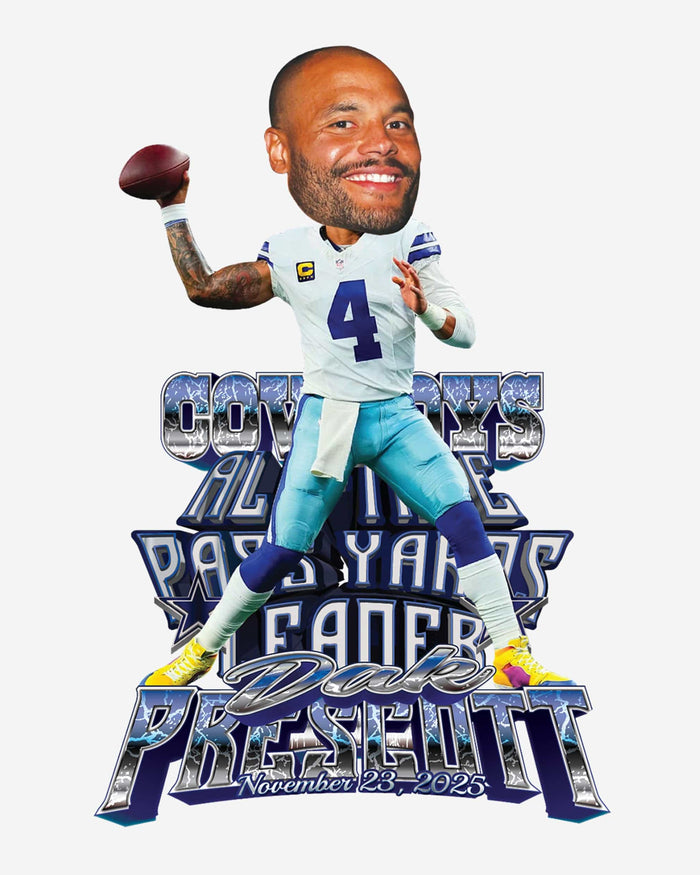 Dak Prescott Dallas Cowboys All Time Leading Passer In Franchise History Bobblehead FOCO - FOCO.com