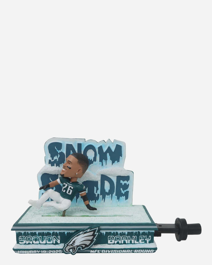 Saquon Barkley Philadelphia Eagles Divisional Round Snow Slide Gamebreaker Bobblehead FOCO - FOCO.com