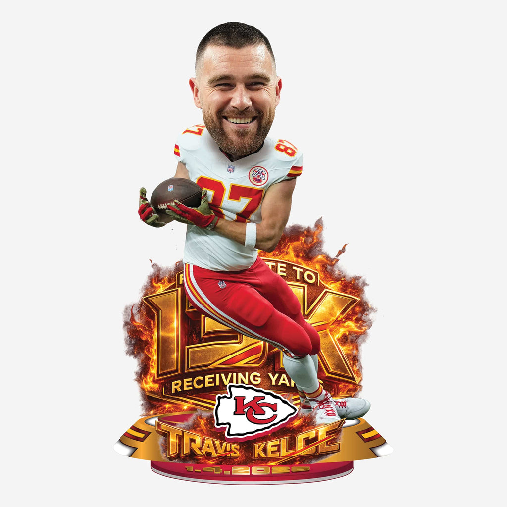 Travis Kelce Kansas City Chiefs Fastest 13,000 Receiving Yards Tight End Record Bobblehead FOCO - FOCO.com