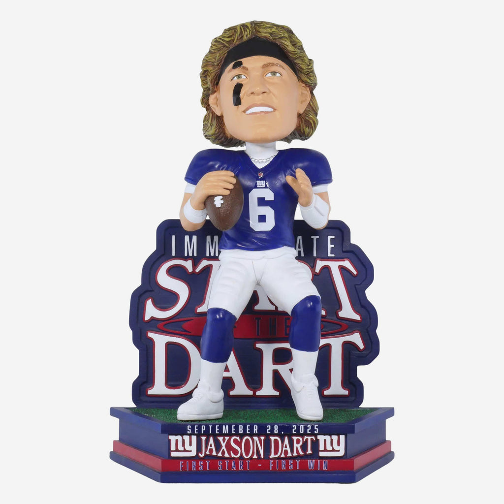 Jaxson Dart New York Giants First Career Win Bobblehead FOCO - FOCO.com