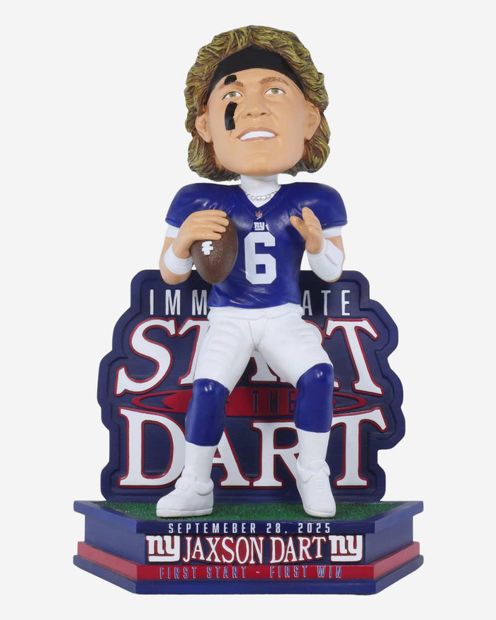 Jaxson Dart New York Giants First Career Win Bobblehead FOCO - FOCO.com