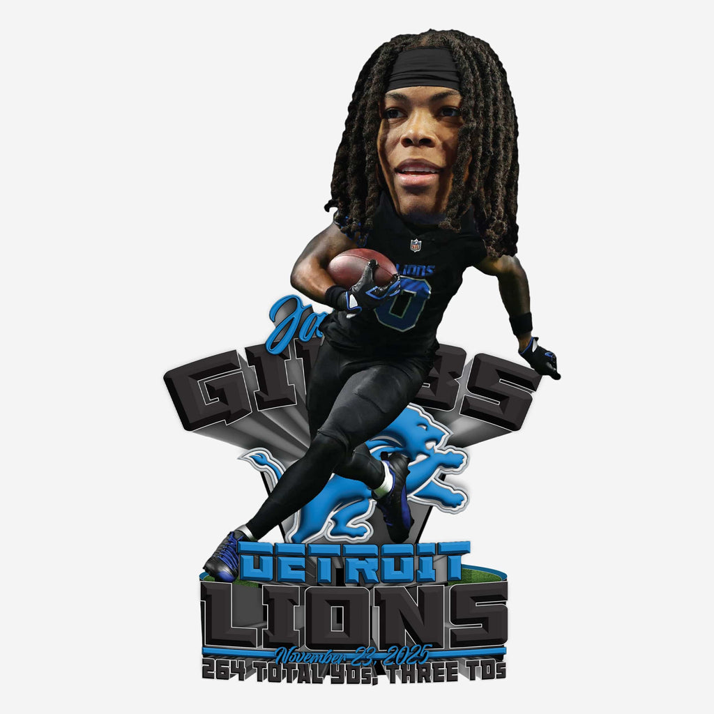 Jahmyr Gibbs Detroit Lions 3 Touchdowns & 264 Scrimmage Yards Gamebreaker Bobblehead FOCO - FOCO.com