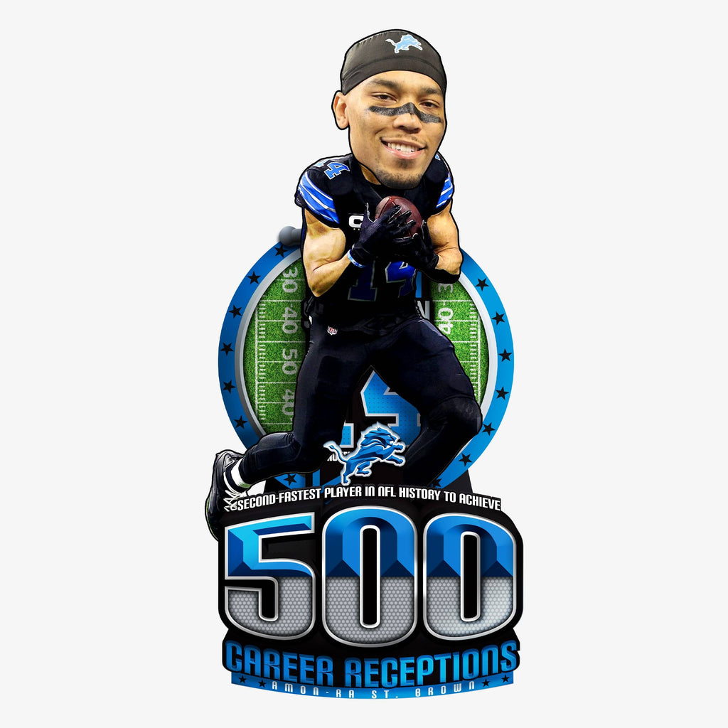 Amon-Ra St Brown Detroit Lions 500 Receptions Bobblehead FOCO - FOCO.com