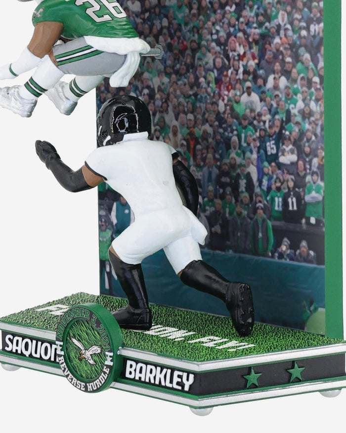 Saquon Barkley Philadelphia Eagles Reverse Hurdle Mini Bobblehead Scene FOCO - FOCO.com