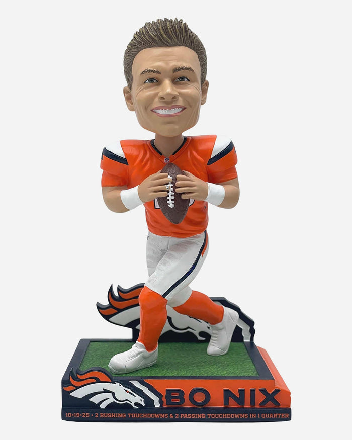 Bo Nix Denver Broncos 2 Rushing & 2 Passing Touchdowns in One Quarter Bobblehead FOCO - FOCO.com