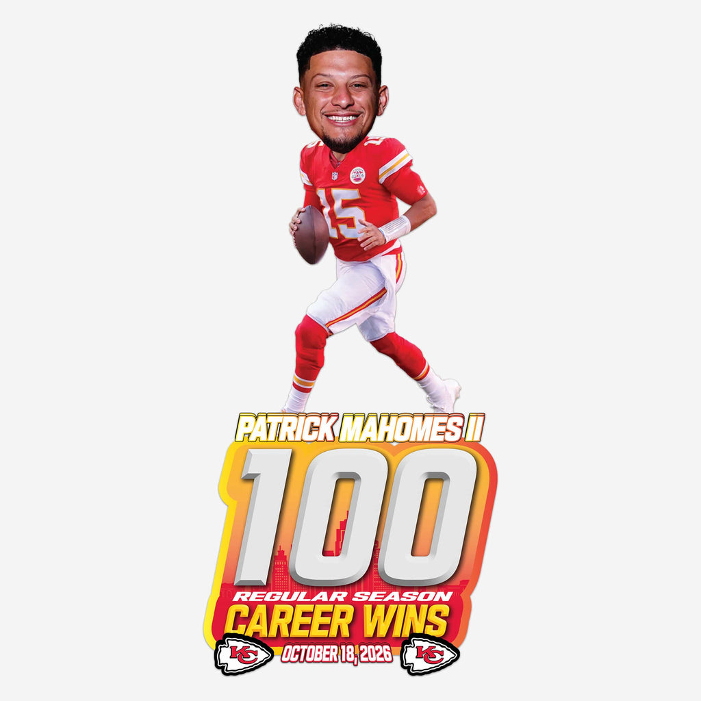 Patrick Mahomes Kansas City Chiefs 100 Career Regular Season Wins Bobblehead FOCO - FOCO.com