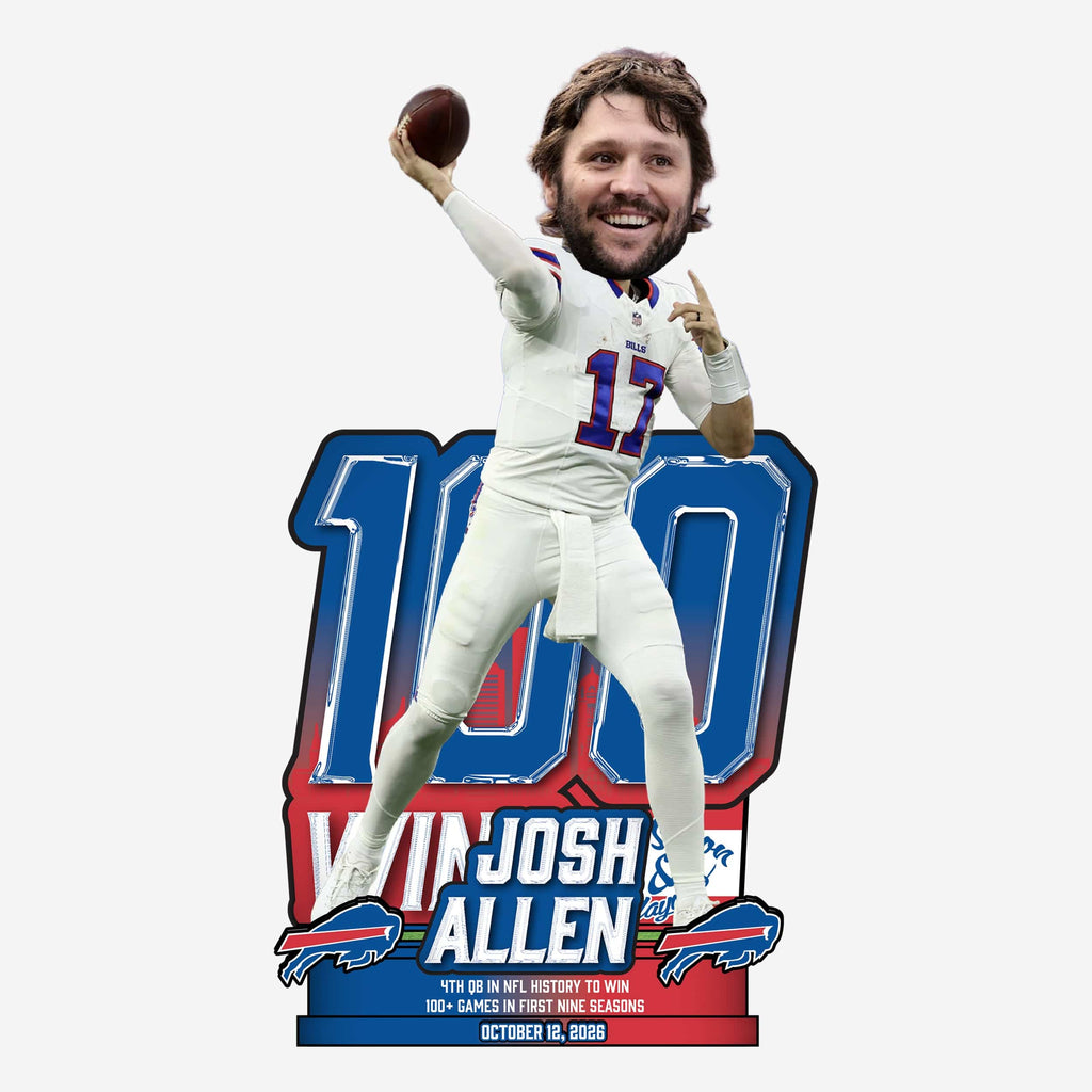 Josh Allen Buffalo Bills 100 Career Wins in First 9 Seasons Bobblehead FOCO - FOCO.com