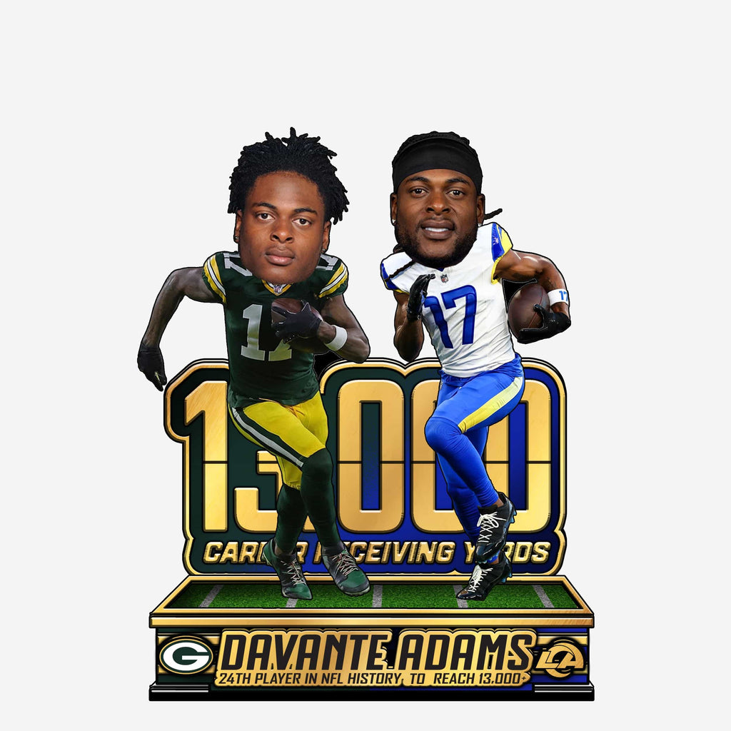 Davante Adams Los Angeles Rams & Green Bay Packers 13,000 Career Receiving Yards Dual Mini Bobblehead FOCO - FOCO.com