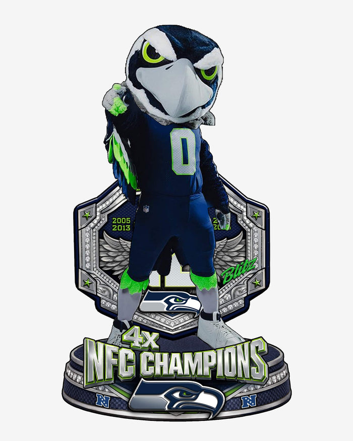 Blitz Seattle Seahawks 4X NFC Champions Mascot Bobblehead FOCO - FOCO.com